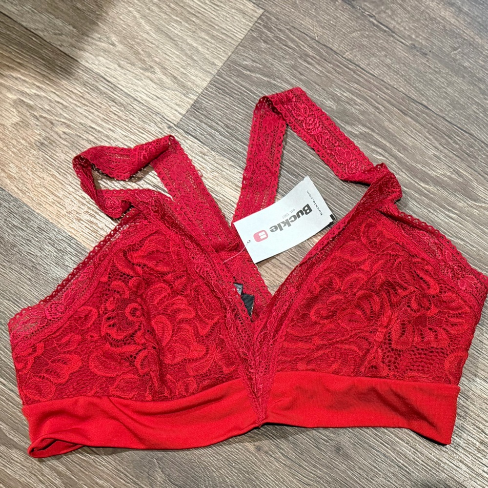 Women’s Buckle Red Lace Bralette